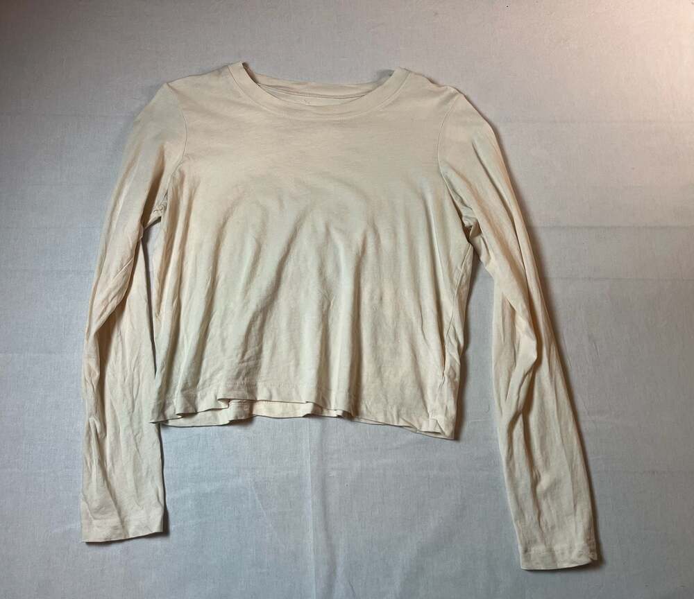MATE the Label Organic Cotton Long Sleeve Crop Tee Bone Size S